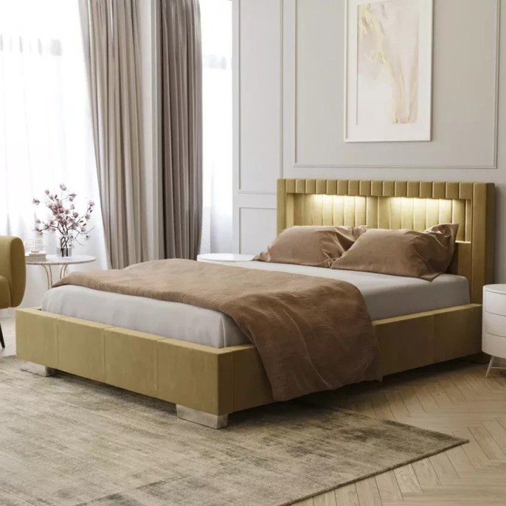 Safina Ottoman Bed – Velvet & LED Lights | J&B Furniture