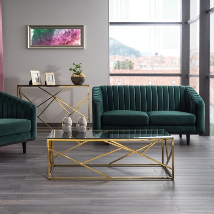 Espada Coffee Table – Gold Metal & Glass | J&B Furniture
