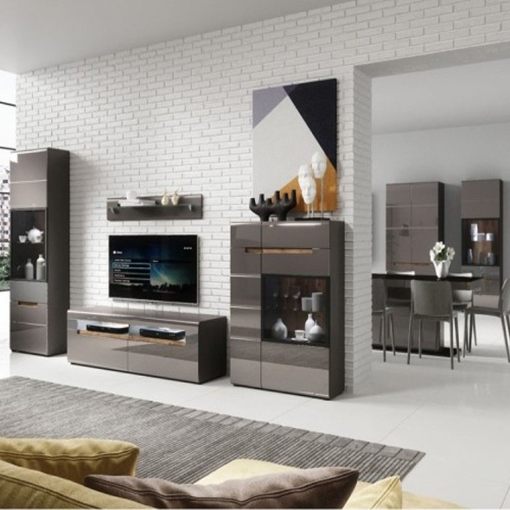 Hector Right Wall Display Cabinet Grey |  J&B Furniture