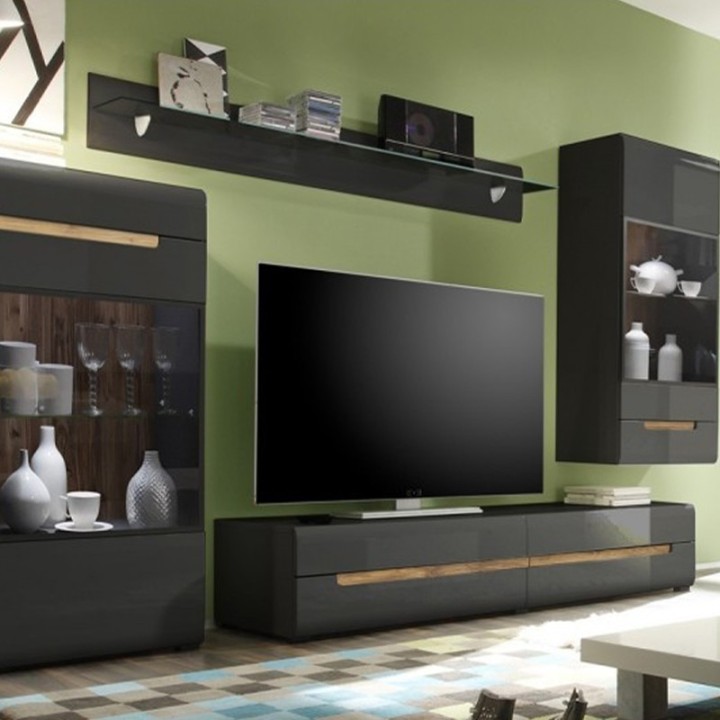Hector Right Wall Display Cabinet Grey |  J&B Furniture