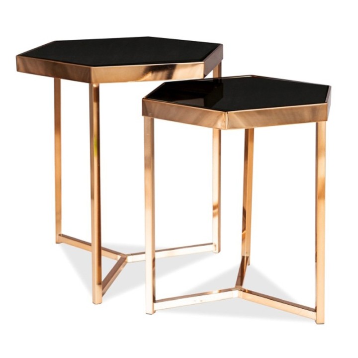 Lilos Nest Coffee Table Set Black  & Chrome | J&B Furniture
