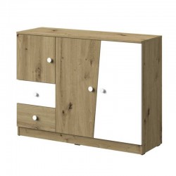 Neo Chest Of Drawers 120cm in Oak Artisan and Gloss White