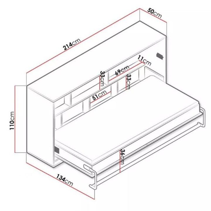 Neo Horizontal Single Wall Bed | J&B Furniture Ireland