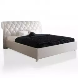 Chesterfield White Leather Bed