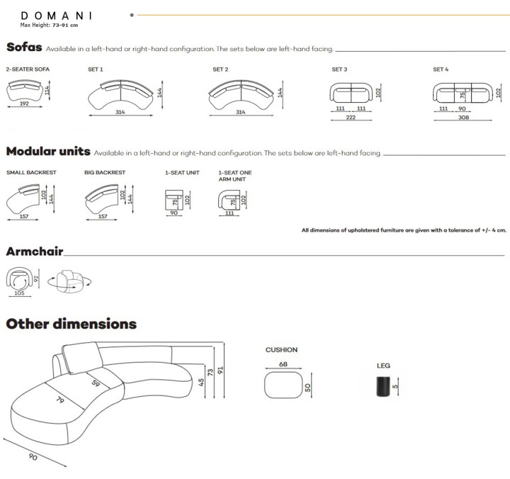 Domani Curved Sofa Elegant Modern Design - J&B Furniture