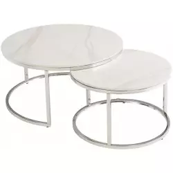 White Round Coffee Table Set