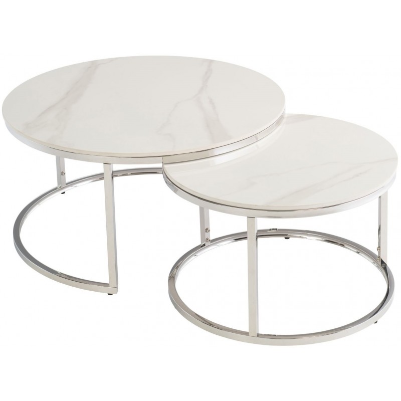 White Round Coffee Table Set