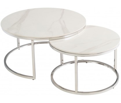 White Round Coffee Table Set