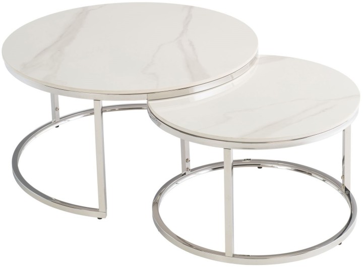 White Round Coffee Table Set