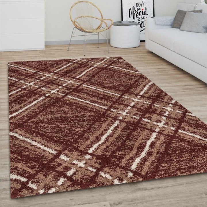 Blaze Rug Ivory Orange – Shaggy Tartan | J&B Furniture