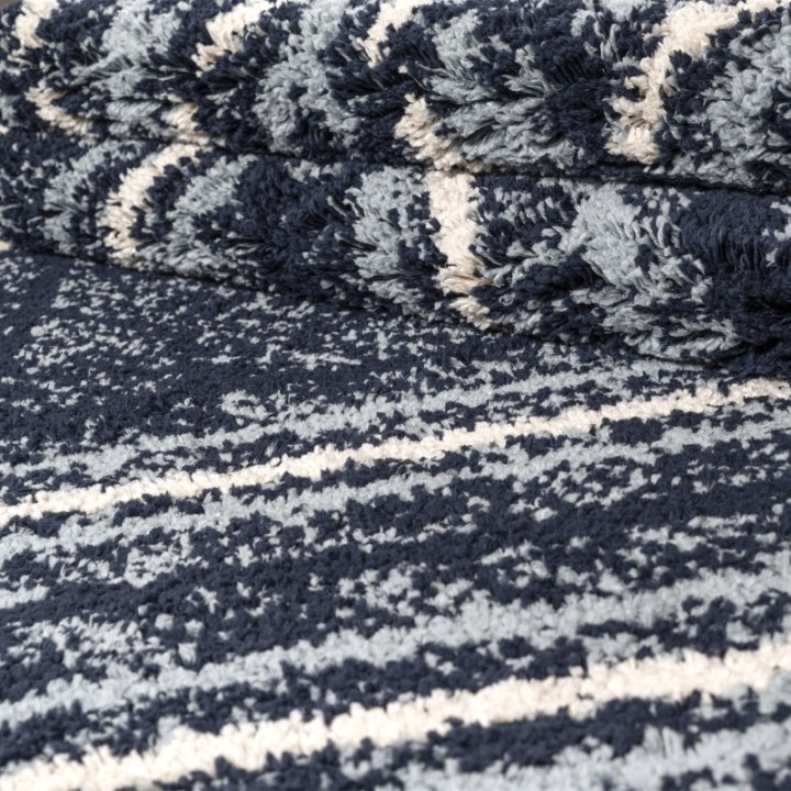Blaze Rug Navy Blue – Shaggy Tartan | J&B Furniture