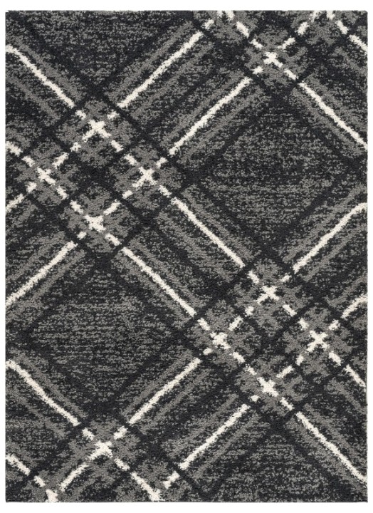 Blaze Rug – Grey Tartan Shaggy Rug | J&B Furniture