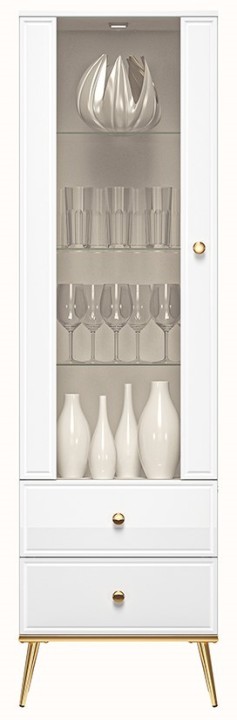 Goldin- Glass Display Cabinet White - J&B Furniture