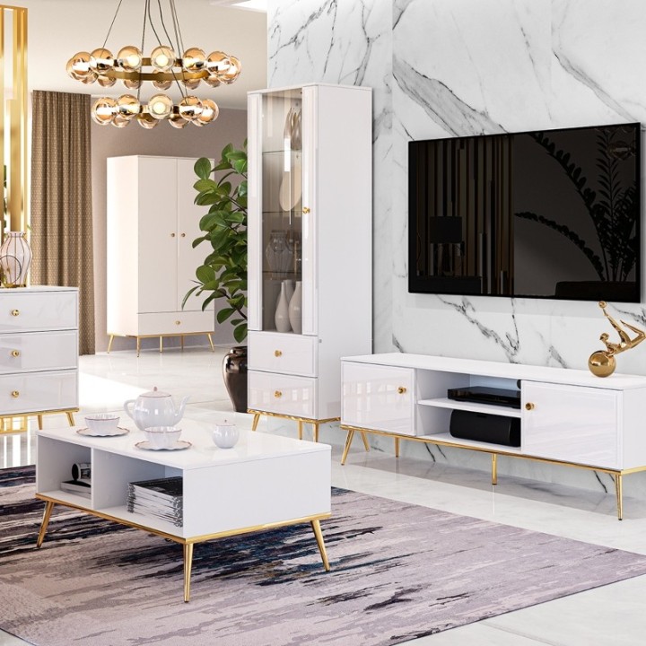 Goldin- Glass Display Cabinet White - J&B Furniture