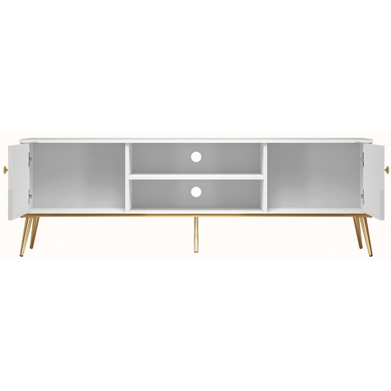 TV Unit High Gloss White with Gold