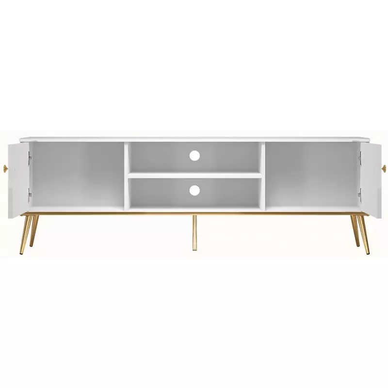 TV Unit High Gloss White with Gold
