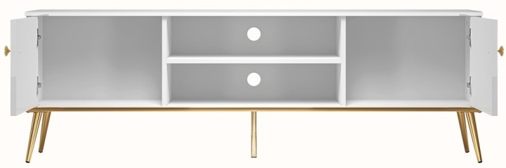 TV Unit High Gloss White with Gold