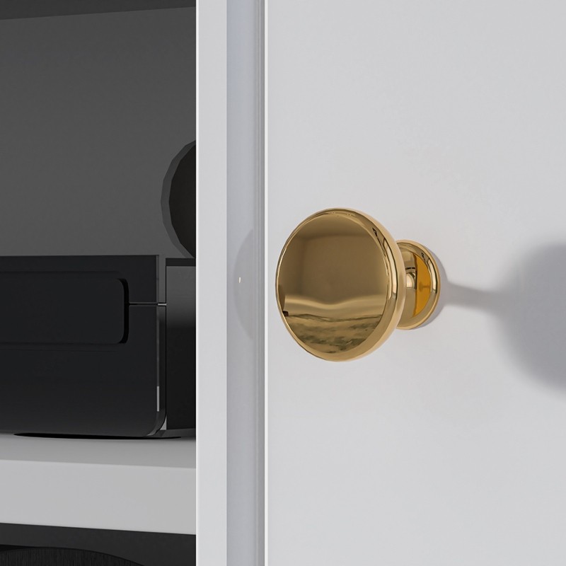 TV Unit High Gloss White with Gold