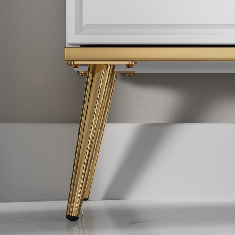 TV Unit High Gloss White with Gold