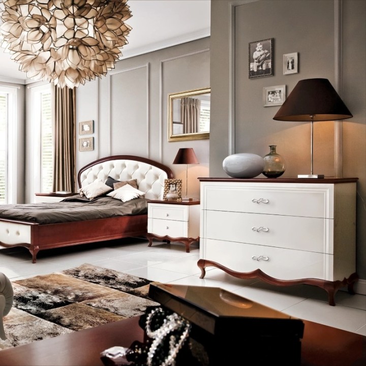 Milano chest of drawers White / Walnut - J&B Furniture