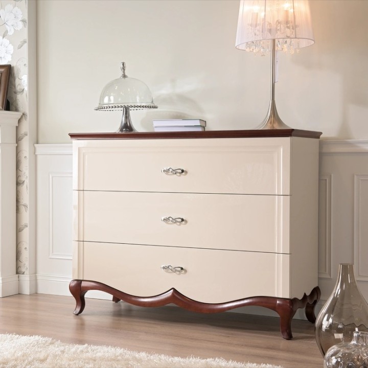 Milano chest of drawers White / Walnut - J&B Furniture