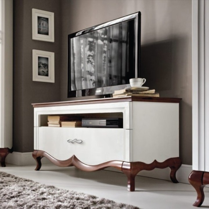 Milano TV Unit- White / Walnut | J&B Furniture Ireland