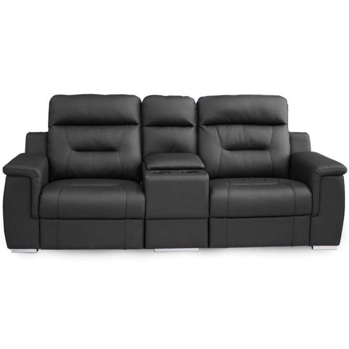 Motion 2-Seater Sofa Black Leather Coolers | J&B Furniture