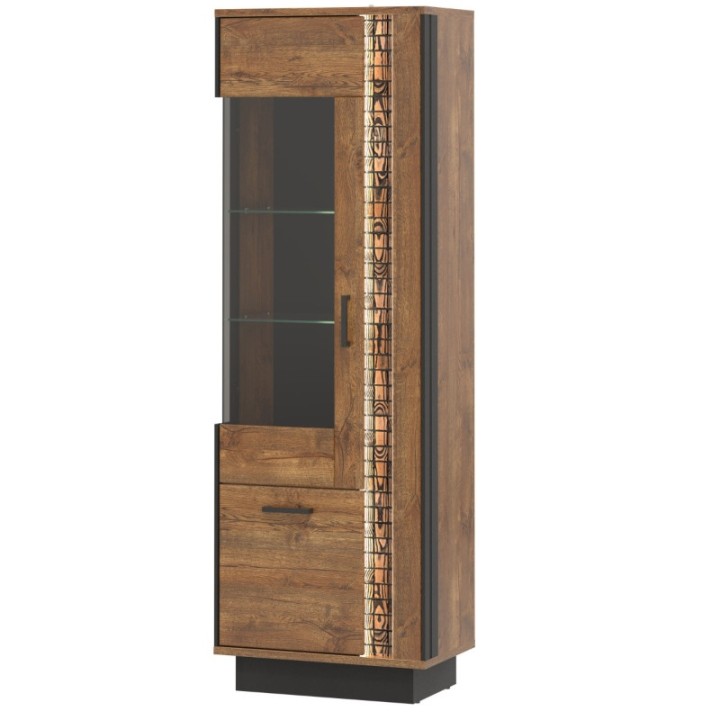 Dorian Tall Display Cabinet April Oak & Black | J&B Furniture