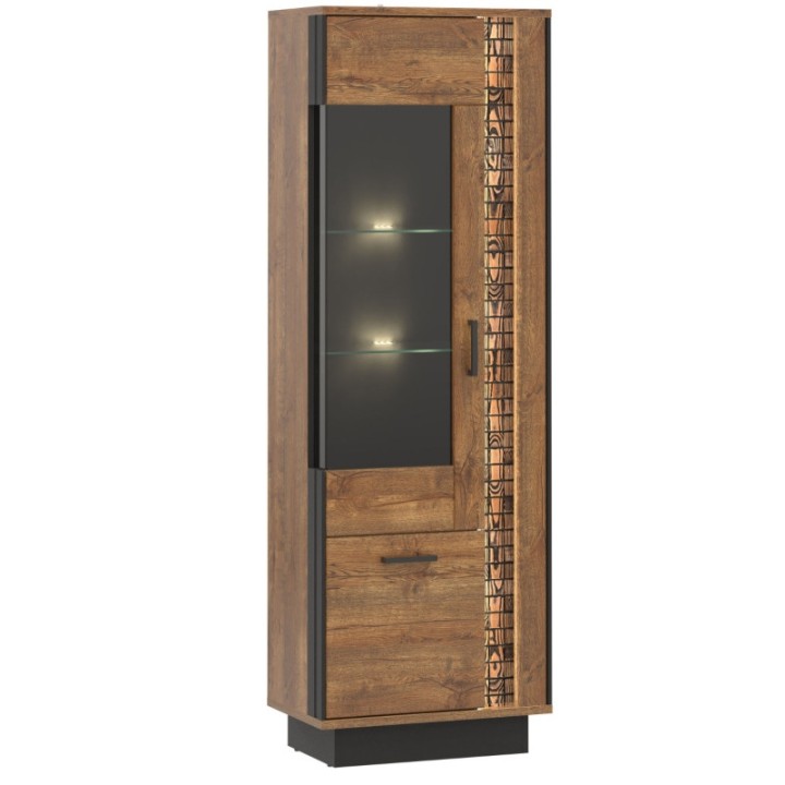 Dorian Tall Display Cabinet April Oak & Black | J&B Furniture