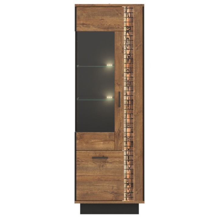 Dorian Tall Display Cabinet April Oak & Black | J&B Furniture