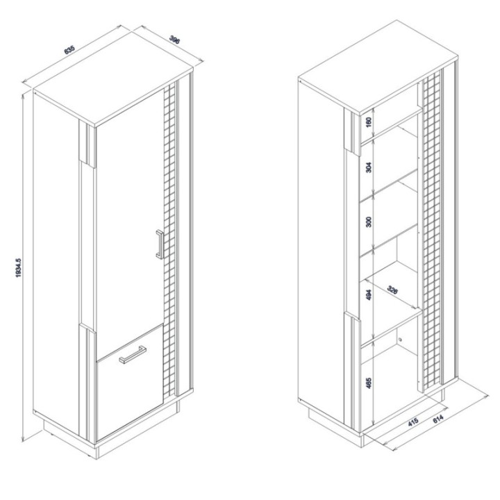 Dorian Tall Display Cabinet April Oak & Black | J&B Furniture