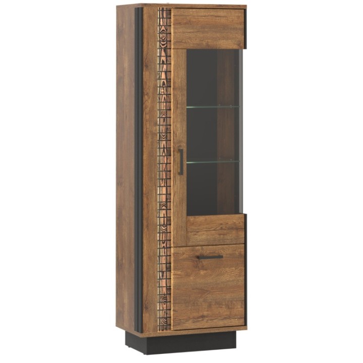 Dorian  Tall Display Cabinet April Oak & Black | J&B Furniture