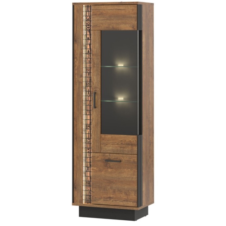 Dorian  Tall Display Cabinet April Oak & Black | J&B Furniture