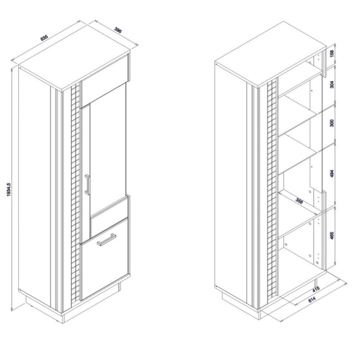 Dorian  Tall Display Cabinet April Oak & Black | J&B Furniture