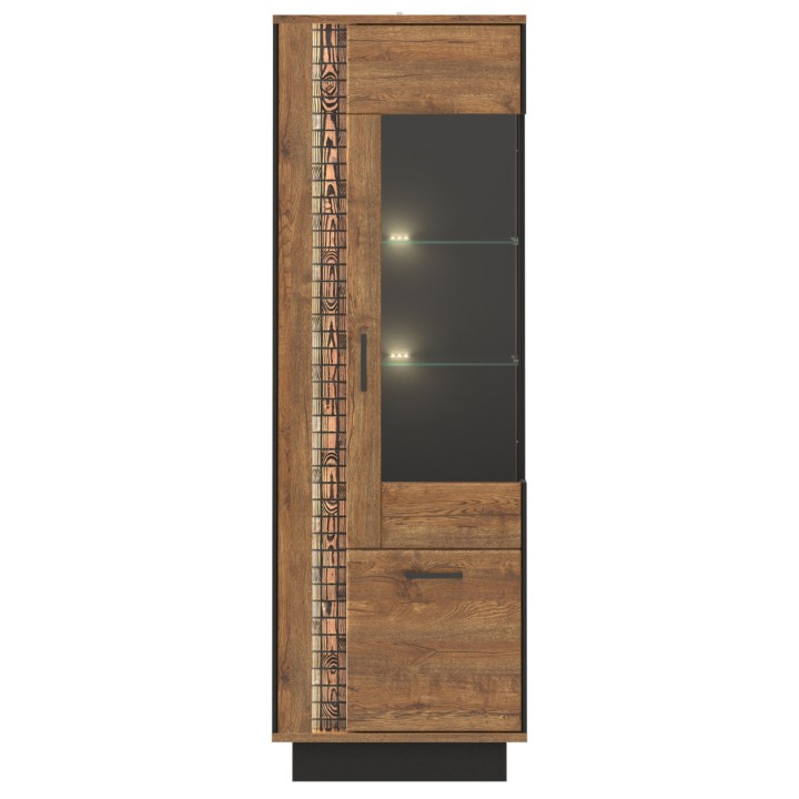 Dorian  Tall Display Cabinet April Oak & Black | J&B Furniture
