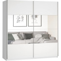 Beta Sliding Wardrobe 200cm with white finish and mirror – modern sliding wardrobe for bedroom