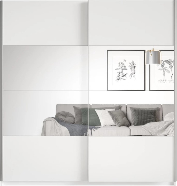 Detail of Beta Sliding Wardrobe 200cm – white finish and elegant mirror door