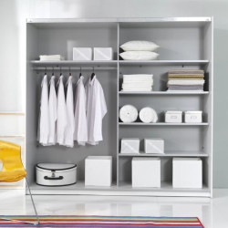 Spacious Beta Sliding Wardrobe 200cm with two sliding doors and mirror, interior shelves visible
