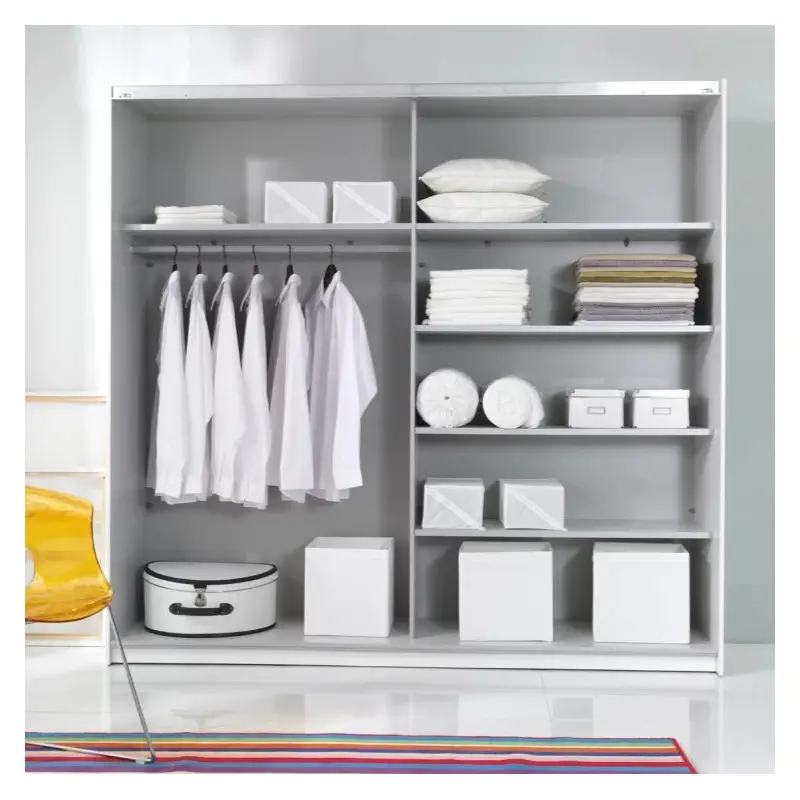 Spacious Beta Sliding Wardrobe 200cm with two sliding doors and mirror, interior shelves visible