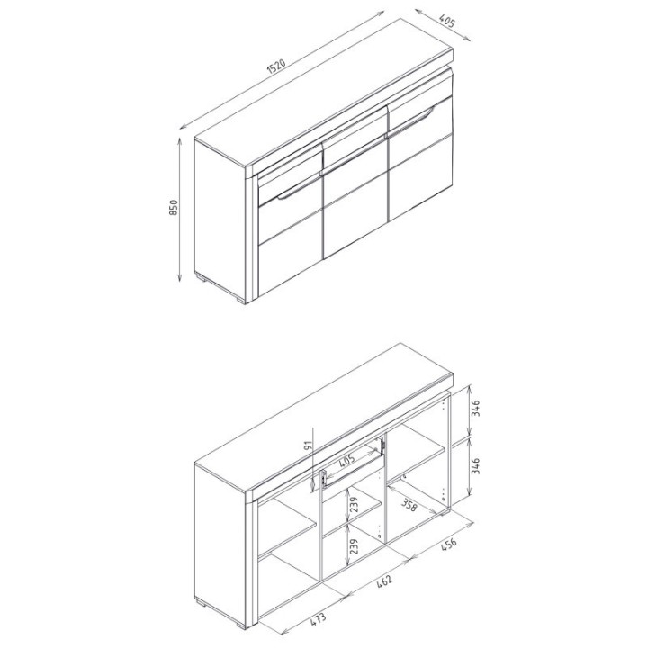 IRMA Sideboard – Matte & Glossy White |J&B Furniture Ireland