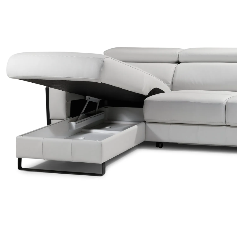 Mayon left-hand corner sofa with an open ottoman – modern design and comfortable seating.