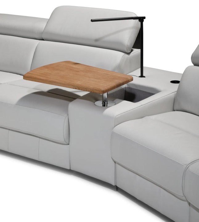 Mayon sofa console with laptop shelf and lamp – practical and stylish.