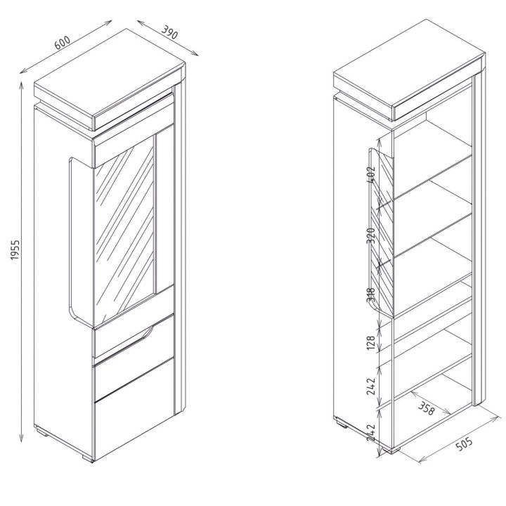 DISPLAY CABINET RIGHT-SIDE WHITE | J&B Furniture