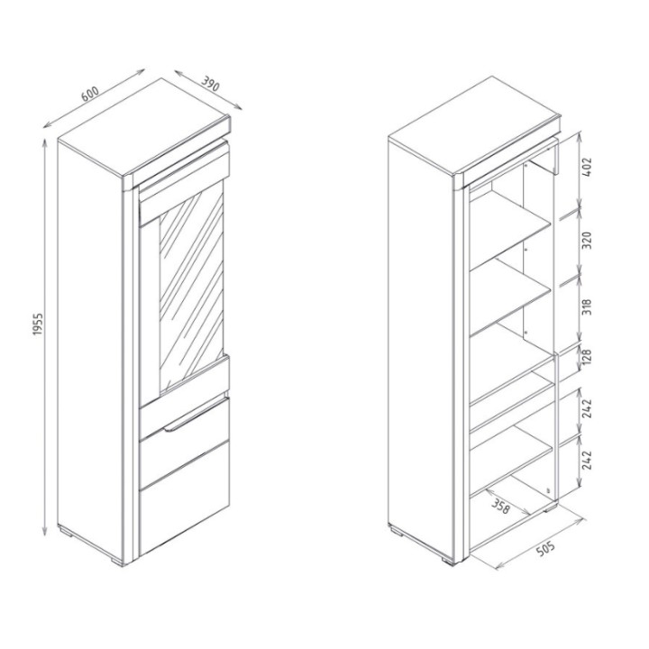 DISPLAY CABINET LEFT-SIDE WHITE | J&B Furniture