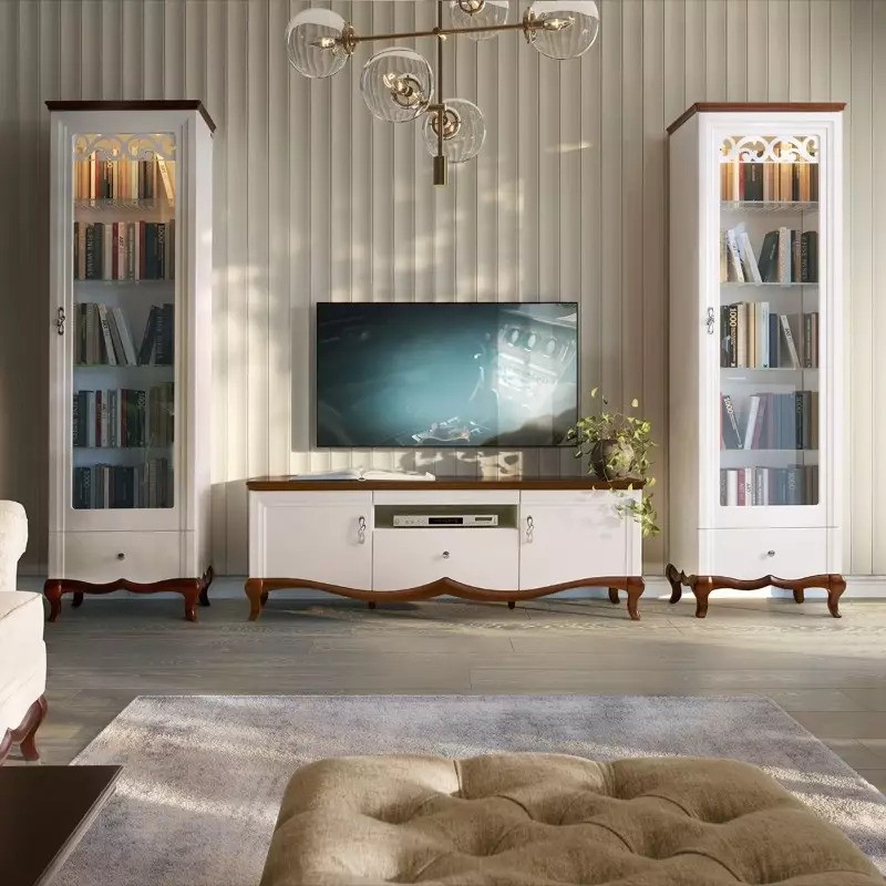 Milano TV Unit- White / Walnut | J&B Furniture Ireland