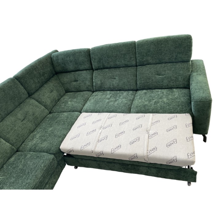 Alison Corner Sofa Bed with Recliner - Green | J&B Furniture