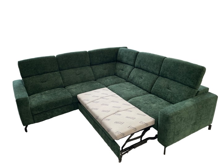 Alison Corner Sofa Bed with Recliner - Green | J&B Furniture