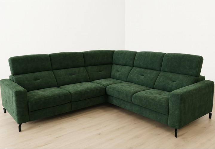 Alison Corner Sofa Bed with Recliner - Green | J&B Furniture
