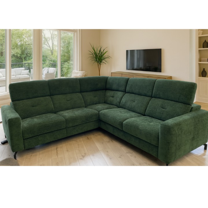 Alison Corner Sofa Bed with Recliner - Green | J&B Furniture