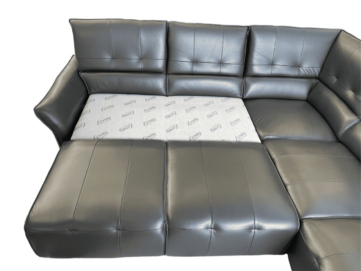 Boss Corner Sofa Bed Italian Black Leather | J&B Furniture